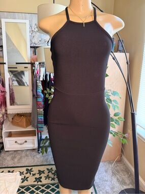 Express Black Bandage Dress Size 4 ( S )- Chic Zipper Detail